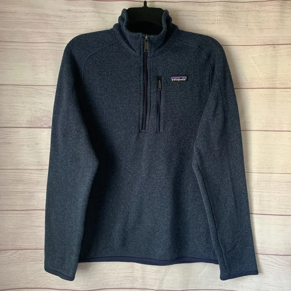 Patagonia Men's Better Sweater 1/4 Zip Fleece Pullover Jacket Navy Blue Size S
